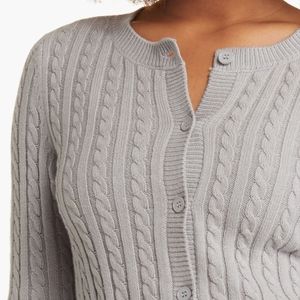 Jeanne Pierre Sweater Cardigan Cable 3/4 Sleeve